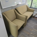 Khaki Tone / Gold Reception Loveseat and Armchair